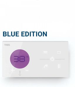 Tres Shower Technology Blue Edition thermostaatregeling electronisch 4-weg inbouw wit chroom