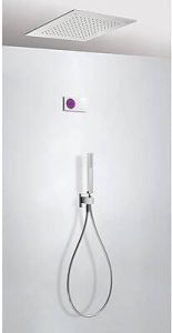 Tres Shower technology regendouche set 2-weg inbouw 38x38 cm chroom met elektronisch wit bedienpaneel