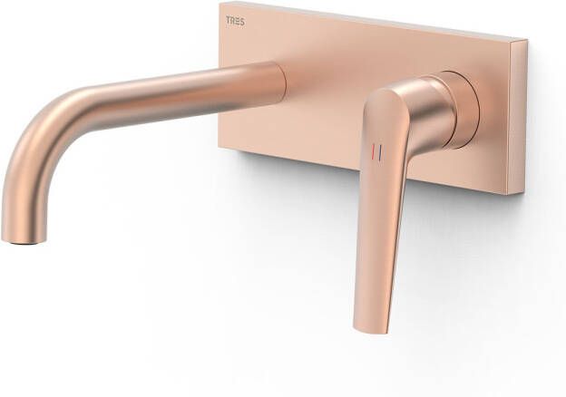 Tres Wastafelkraan Inbouw Fuji 18 Cm Met Bedieningsplaat Mat Rose Gold