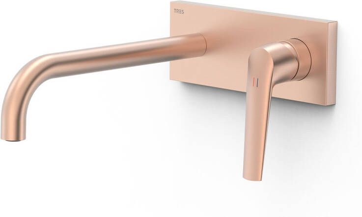 Tres Wastafelkraan Inbouw Fuji 24 Cm Met Bedieningsplaat Mat Rose Gold