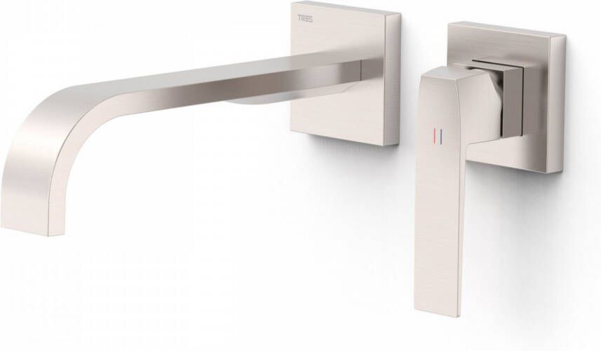 Tres Wastafelmengkraan Inbouw Slim Exclusive 2 Delen Lange Gebogen Uitloop en Hendel RVS