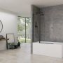 Van Rijn Badwand ST02 Klapwand + Vaste Wand 120x150 cm Helder Glas 6 mm Zwart - Thumbnail 1
