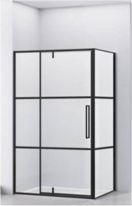 Van Rijn Hoek Douchecabine Zijwand 200x120x100 cm 6 mm Helder Glas Aluminium Zwart