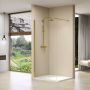 Van Rijn Products Vaste wand 590-610 mm breed 8mm helder glas incl. messing muurprofiel 2000 mm hoog ST01M60M - Thumbnail 1