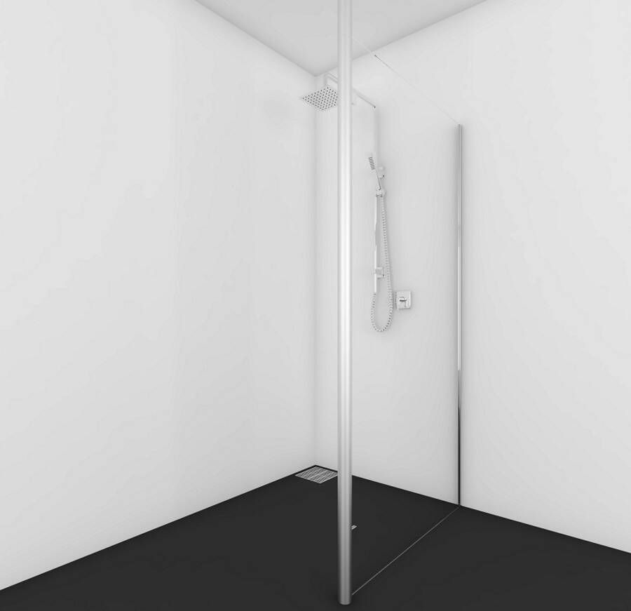 Van Rijn Inloopdouche ST01 Met RVS Staander 50 mm 124x200 cm Helder Glas 8 mm