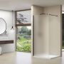 Van Rijn Products ST01 Vaste wand 8 mm gesatineerd glas 88x200cm met muurprofiel en stabilisatiestang zwart ST01ZW90PRGS - Thumbnail 1