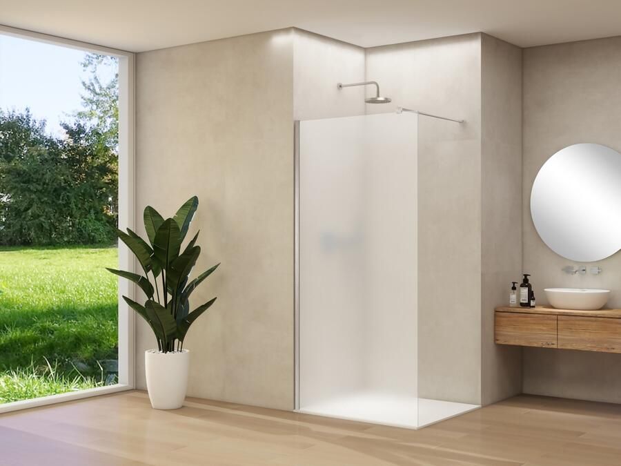 Van Rijn Inloopdouche Products ST01 100x200 cm 8 mm Satijnglas Incl. Beslag met Muurprofiel en Stabilisatiestang Chroom