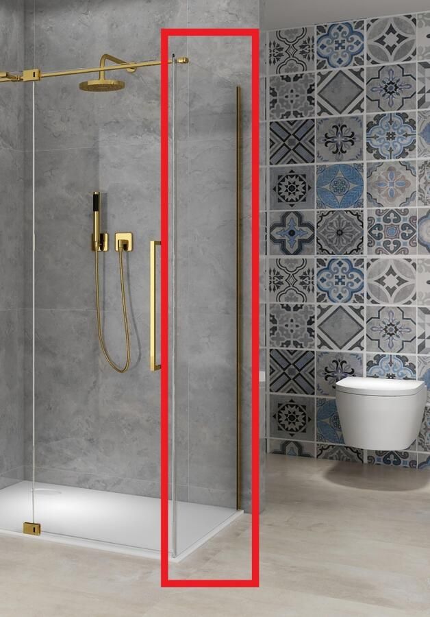 Van Rijn Vaste Wand Products ST08 100x200 cm 8 mm Helder Glas met Muurprofiel Mat Messing tbv Hoekcabine