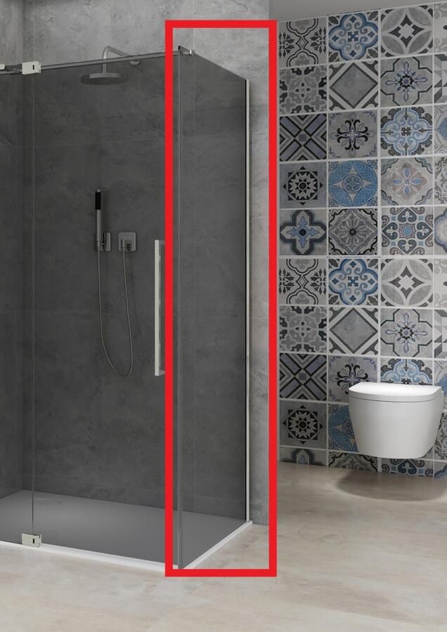 Van Rijn Vaste Wand Products ST08 100x200 cm 8 mm Rookglas met Muurprofiel RVS tbv Hoekcabine