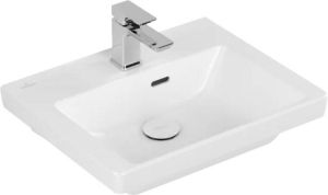 Villeroy & Boch Subway 3.0 fontein 50x40x14.5cm voor fonteinonderkast met 1 kraangat en overloopgat Stone Wit Ceramic+ 4370FFRW