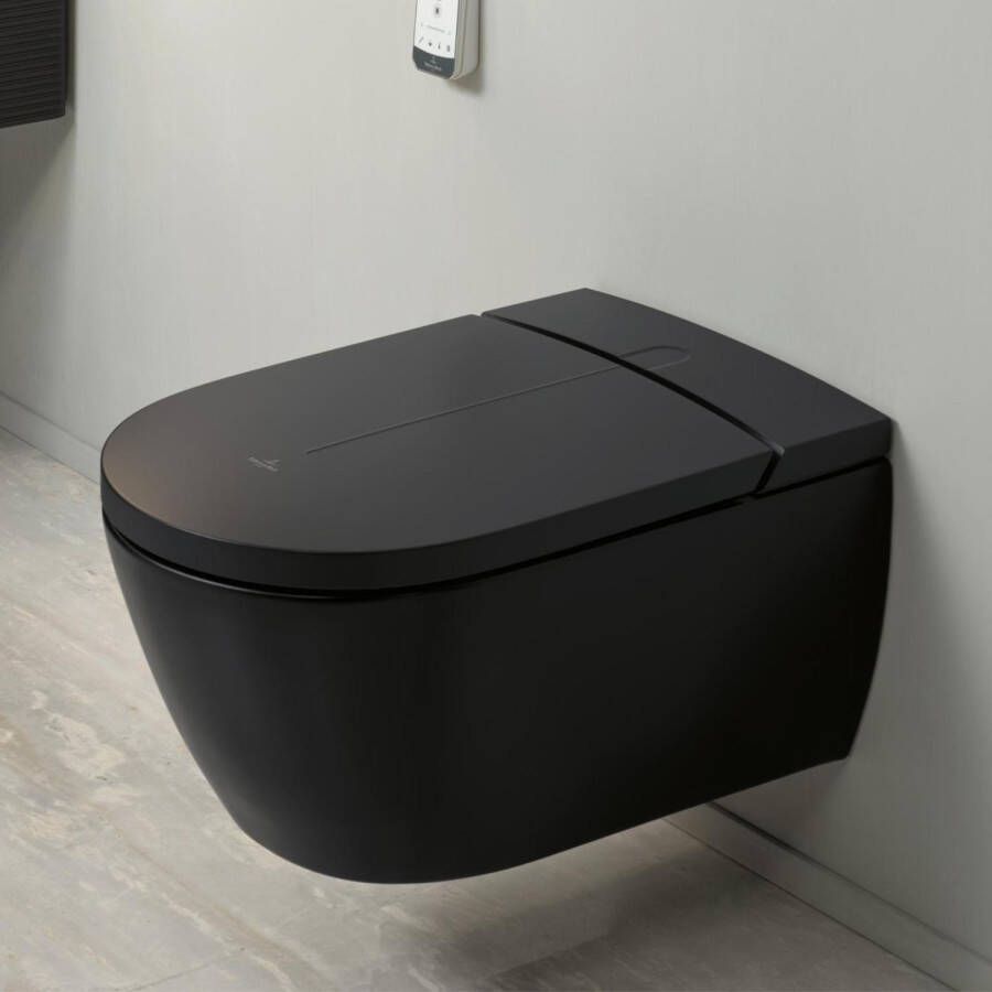 Villeroy & Boch Viclean I200 Douche WC spoelrandloos directflush CeramicPlus Pure black (mat zwart) v0e200r7