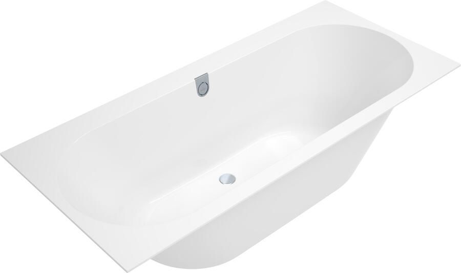 Villeroy & Boch Oberon 2.0 kunststof duobad quaryl rechthoekig 180x80x47cm incl. poten en afvoer- overloopcombinatie mat wit ubq180obr2dv-rw