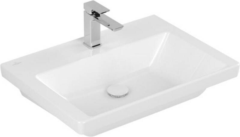 Villeroy & Boch Subway 3.0 meubelwastafel 65x47x16.5cm Rechthoek 1 kraangat zonder overloopgat Wit Alpin glans Ceramic+ 4A7066R1