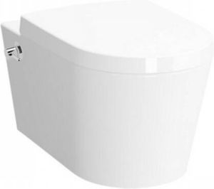 Plieger Toiletpot Hangend Vitra 35.5x57x40cm Wandcloset Keramiek Glans Wit Diepspoel Rimless met Bidet Functie en Softclose en Quickrelease Toiletzitting