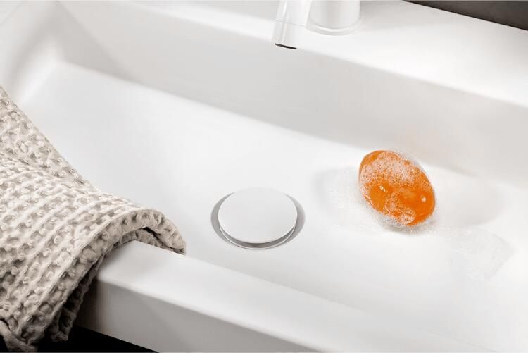 Vtwonen Wastafelplug Bad Curve 5 4 voor Overloop Powder White