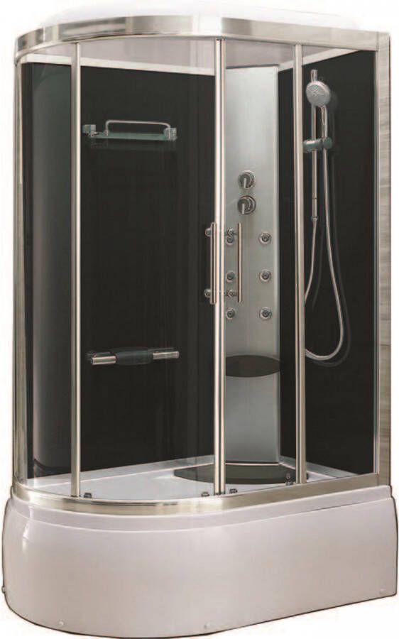 Wiesbaden Sub Premium bad-douche combinatie met veiligheidsglas 130 x 85 x 220 cm aluminium