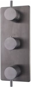 Wiesbaden Douchekraan Caral Afbouwdeel Thermostatisch Inbouw Rond Gunmetal 3 Greeps