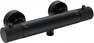 Wiesbaden Ribbd thermostatische douchemengkraan hartafstand 15 cm mat zwart 29.5352