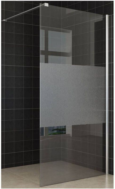 Wiesbaden Inloopdouche Miami 120x200cm Antikalk Helder Mat Glas Chroom Profiel 10mm Veiligheidsglas Easy Clean