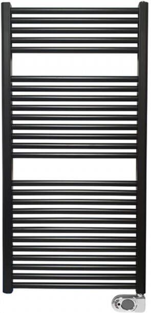 Wiesbaden Elara EL elektrische handdoek radiator 119x60 cm 700 watt zwart mat
