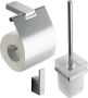 Wiesbaden Eris accessoire-set toiletborstel+toiletrolhouder+haak hoekig chroom - Thumbnail 1