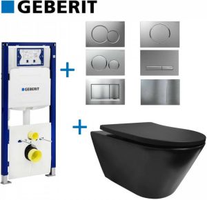 Wiesbaden Geberit UP320 Toiletset set10 Stereo Mat Zwart met Sigma Drukplaat