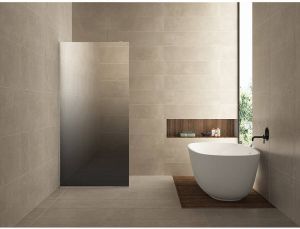 Wiesbaden Slim losse glaswand 100x200cm spiegelrook naar helder glas 8mm anti-kalk coating zonder profiel en stabilisatiestang 20.3591