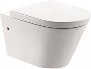 Xellanz Toiletpot Hangend Firius Wandcloset Keramiek Diepspoel Nano Coating EasyClean Rimless Glans Wit met Softclose Toiletbril