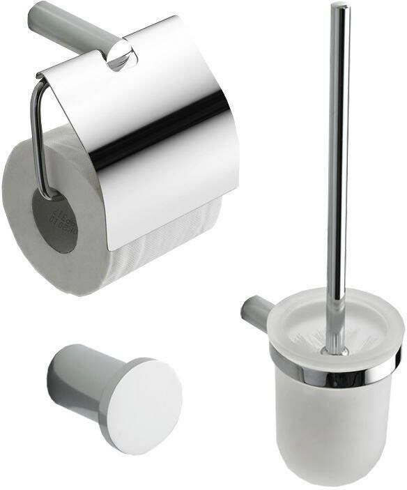 Wiesbaden Ida accessoire-set toiletborstel+toiletrolhouder+haak rond chroom
