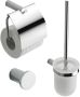 Wiesbaden Ida accessoire-set toiletborstel+toiletrolhouder+haak rond chroom - Thumbnail 1