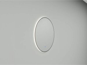 Wiesbaden Badkamerspiegel Novi Rond 80x80cm Mat Zwart Geintrigeerde LED Verlichting Touch Schakelaar Dimbaar