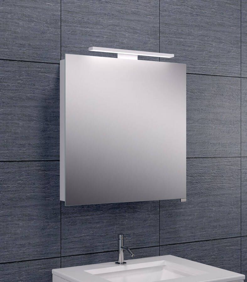 Xellanz Spiegelkast Larissa 60x60x14cm Aluminium LED Verlichting Stopcontact Binnen en Buiten Spiegel Glazen Planken online kopen