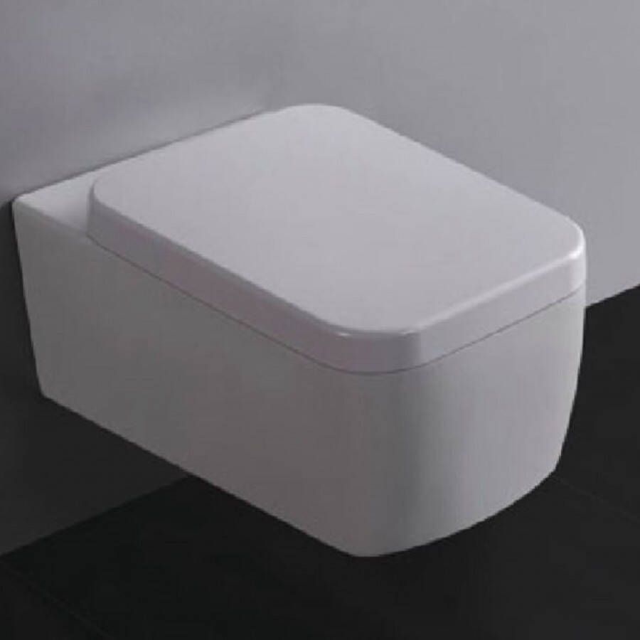 Xellanz Toiletpot Hangend Mila 55 5x37x34cm Wandcloset Keramiek Diepspoel Nano Coating EasyClean Glans Wit met Softclose Toiletbril