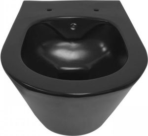 Wiesbaden Toiletpot Luxe Hangend 53x35.5x40cm Wandcloset Keramiek Mat Zwart Diepspoel Rimless met Bidet Functie