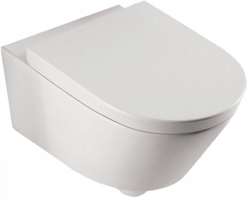 Xellanz Toiletpot Hangend Mars 56x36x34cm Wandcloset Keramiek Diepspoel Nano Coating EasyClean Glans Wit met Softclose Toiletbril