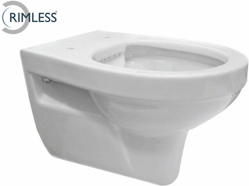 Xellanz Toiletpot Hangend Trevi 53x36 5x36cm Wandcloset Keramiek Diepspoel Nano Coating EasyClean Rimless Glans Wit