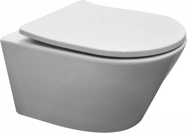 Wiesbaden Vesta Rimless hangend toilet met Shade slim Soft-Close zitting one-touch mat wit