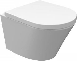 Wiesbaden Vesta-Junior hangend toilet compact 47 cm diepspoel Rimless inclusief zitting met softclose en quickrelease wit