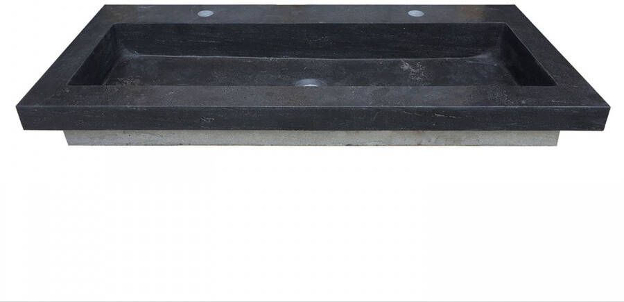 Wiesbaden B dubbele meubelwastafel 120x46x5 met 2 kraangaten hardsteen zwart 39.3770