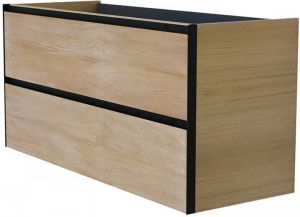 Wiesbaden Badkamermeubel Onderkast Lotus 100x58x45.2cm MDF Naturel Eik Mat Zwart Softclose Greeploos