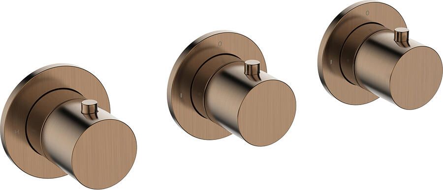 Boss & Wessing Afbouwdeel Thermostatische Douchekraan BWS Cemal Met 2 Stopkranen Geborsteld Brons Koper PVD