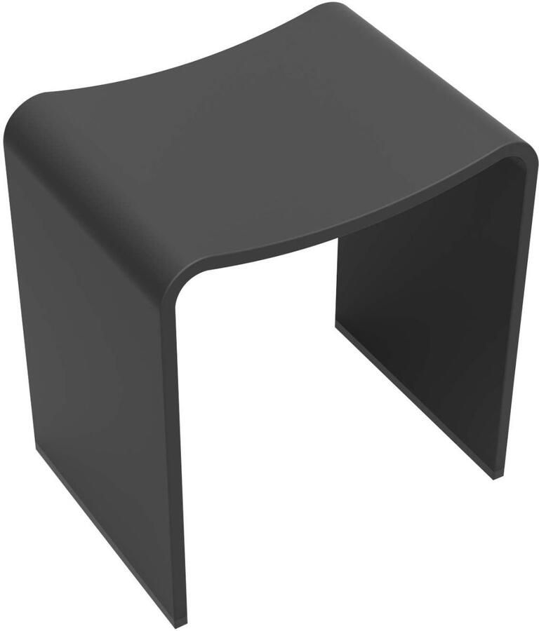 Wiesbaden Badkamer Kruk Solid Surface 40x30x42 5 cm Mat Zwart