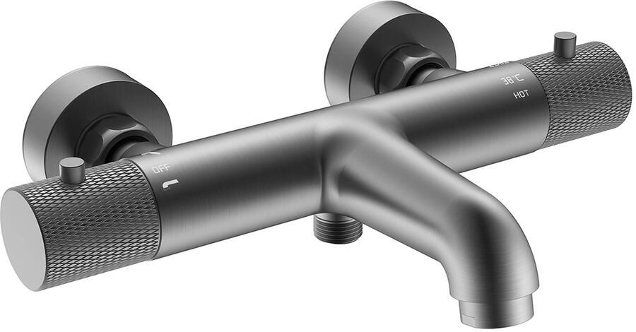 Wiesbaden Ribbd thermostatische badmengkraan hartafstand 15 cm gunmetal PVD 29.5363