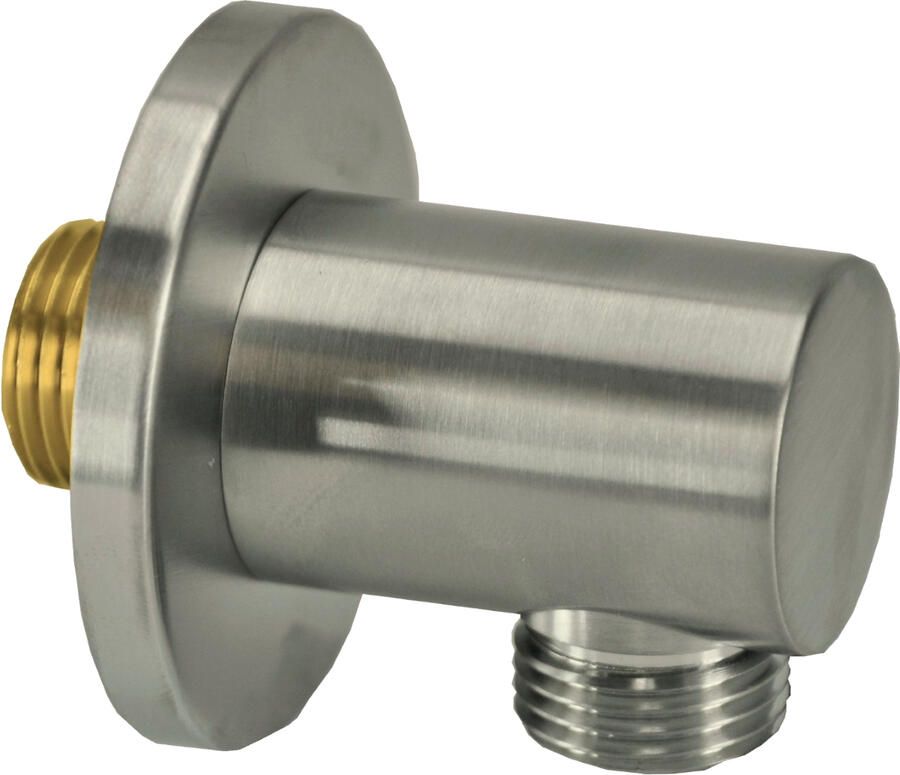 Wiesbaden UniMatch Caral wand aansluiting doucheslang inbouw rond Geborsteld staal PVD