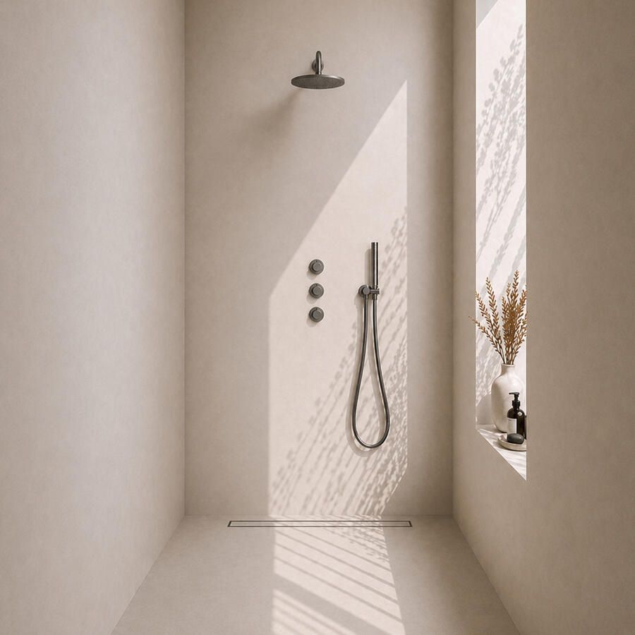 Wiesbaden Caral Inbouw Regendouche Compleet Met 2 Stopkranen En Staafhanddouche Gunmetal PVD