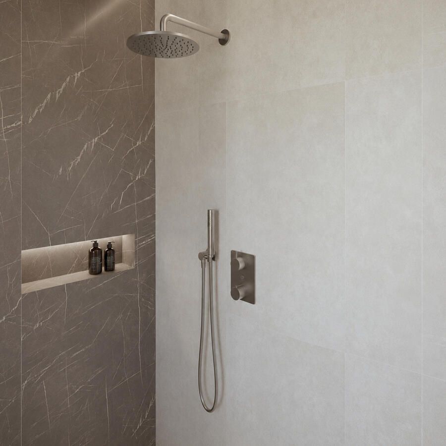 Wiesbaden Caral Inbouw Regendouche Compleet Met Staafhanddouche Geborsteld Staal PVD