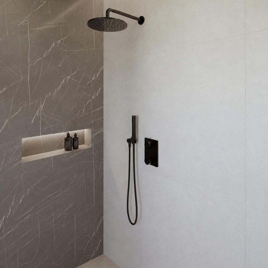 Wiesbaden Caral Inbouw Regendouche Compleet Met Staafhanddouche Mat Zwart