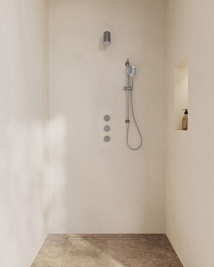 Wiesbaden Caral Inbouwthermostaat 2 Stopkranen Compleet Met Beam Hoofddouche Glijstang En 3 Standen Handdouche Chroom