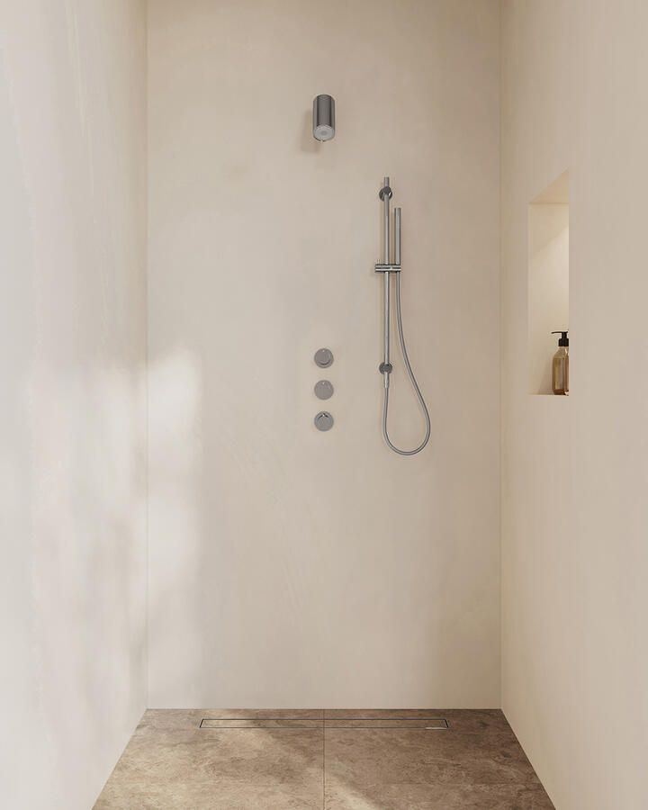 Wiesbaden Caral Inbouwthermostaat 2 Stopkranen Compleet Met Beam Hoofddouche Glijstang en Staafhanddouche Chroom