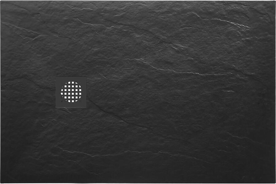Wiesbaden Douchebak Stonea Antislip Composiet 90x140x3 cm Inkortbaar Mat Zwart